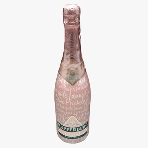 3D sparkling wine bottle