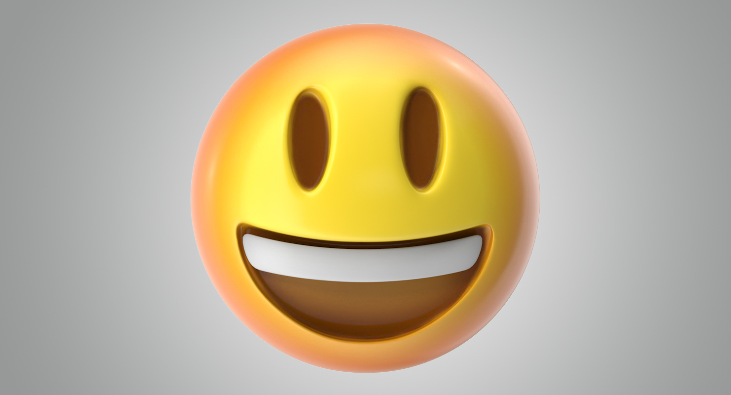 表情符号5咧嘴笑脸3d模型