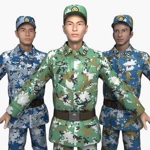 3D china soldiers training clothes