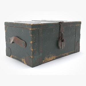 3D old wooden secure box