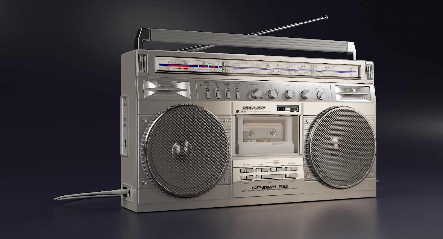 3D sharp radio cassette recorder model TurboSquid 1349259