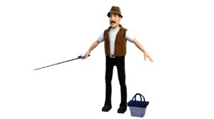 3D fisherman character model