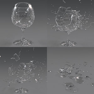 3D glass crash animation model