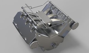 v6 car engine rigging animation 3D model