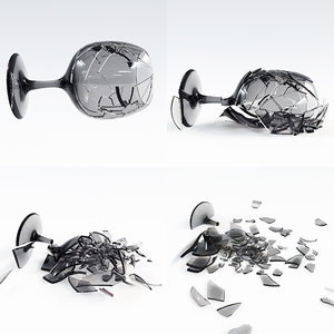 3D wineglass crash animation 2