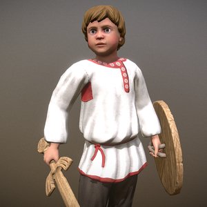3D peasant villager boy character model
