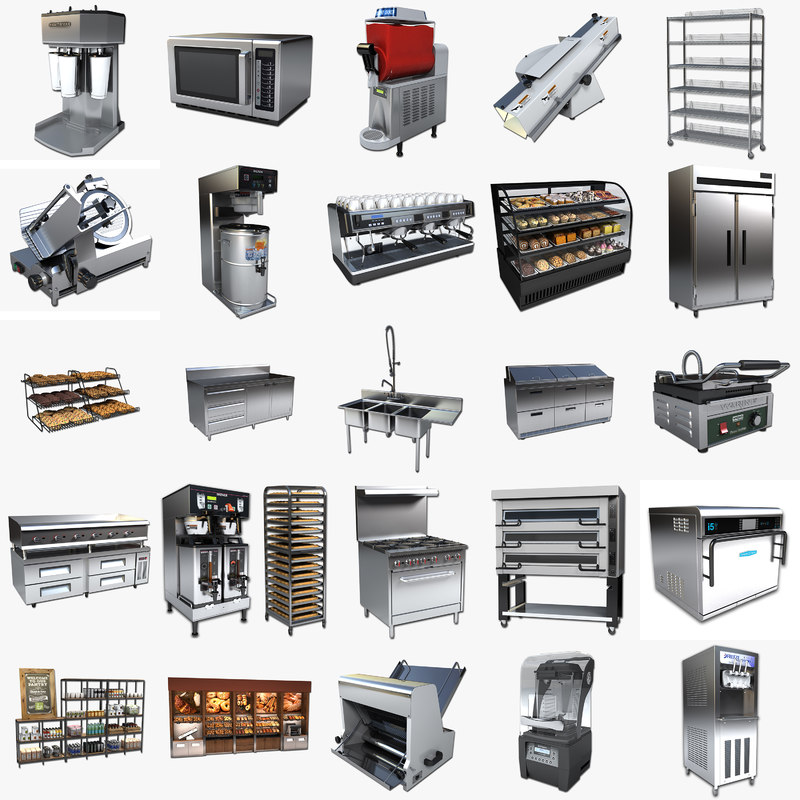 3D commercial cafe kitchen equipment TurboSquid 1367671