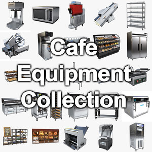 3D commercial cafe kitchen equipment