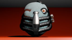 3D alien cyborg head