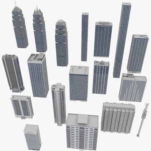 buildings kitbash condominiums skyscrapers 3D model