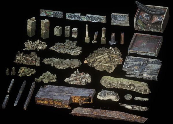 3D dock ruins scans model