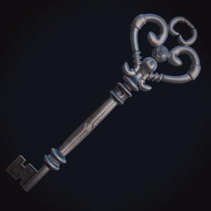 3D model medieval fancy key 4