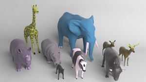 pack 9 animals cow 3D