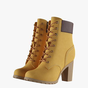 3D womens 6-inch yellow boots model