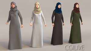 3D arab woman real cloth simulation model