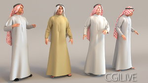 3D model arab man real cloth simulation