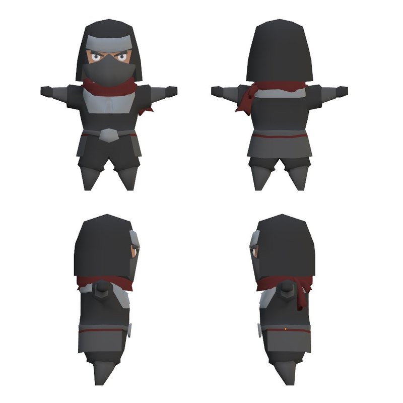 Cartoon style ninja character 3D model TurboSquid 1368592