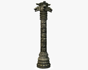 3D model aztec column snake details