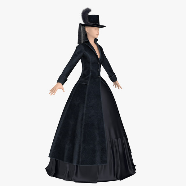 lady retro coat 3D model