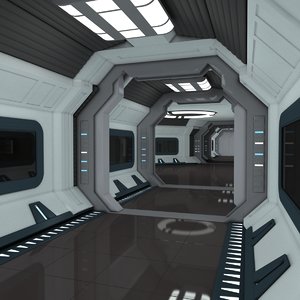 3D spaceship interior modular model