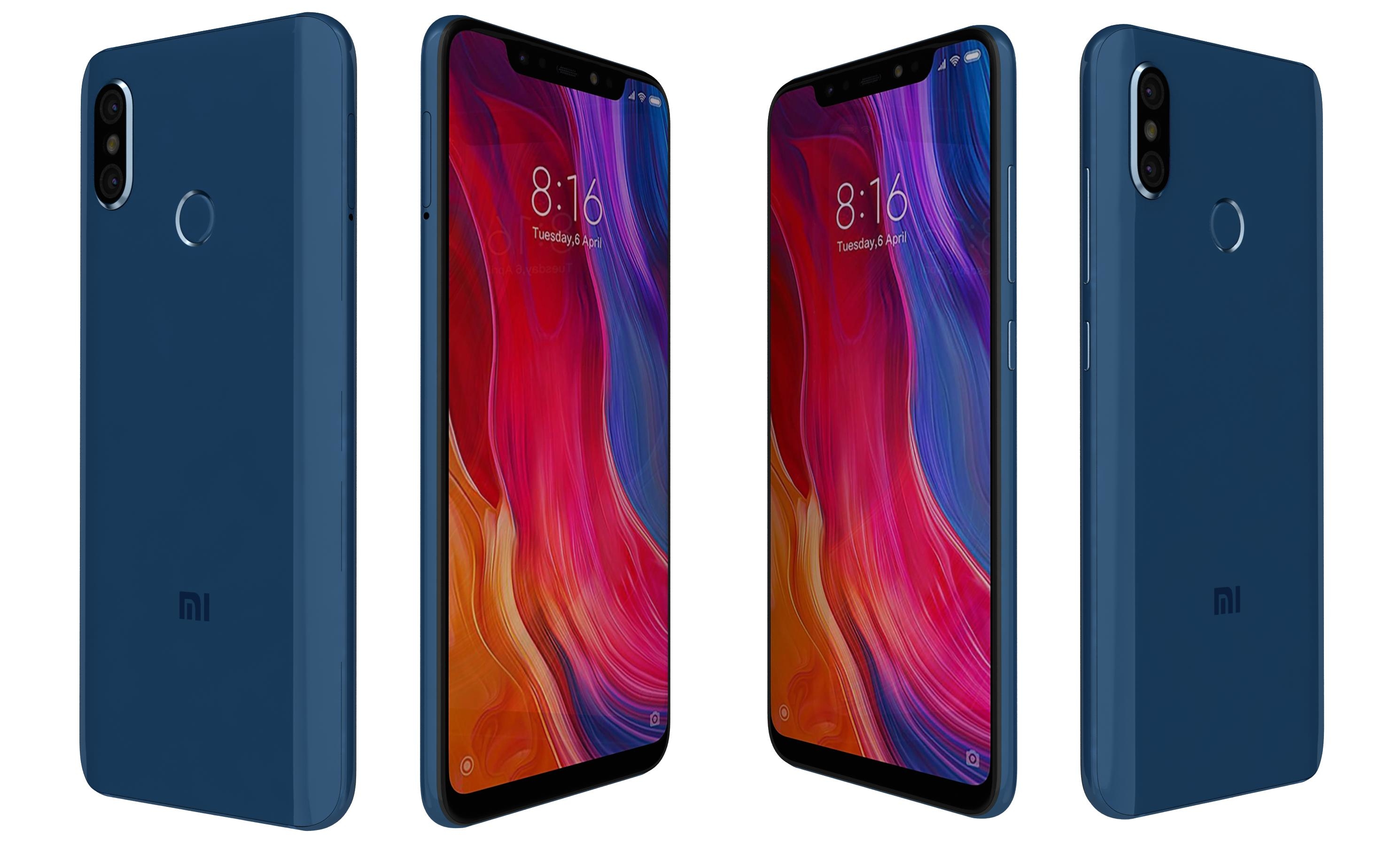 modelo 3d Xiaomi Mi 8 Azul - TurboSquid 1369669