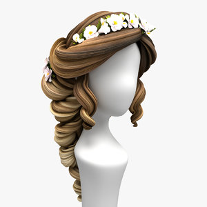 cartoon hair hairstyle bride 3D model