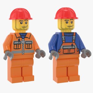 lego construction workers 3D model