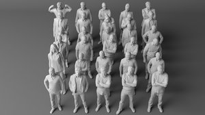 30 people architectural crowds 3D model