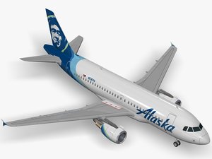 3D airbus alaska airlines a319 model