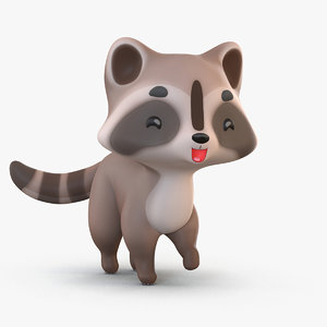 3D cute cartoon raccoon model