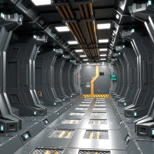 sci fi corridor 3d model