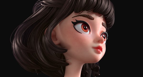 Cartoon Brunette Girl 3D Model - TurboSquid 1371291