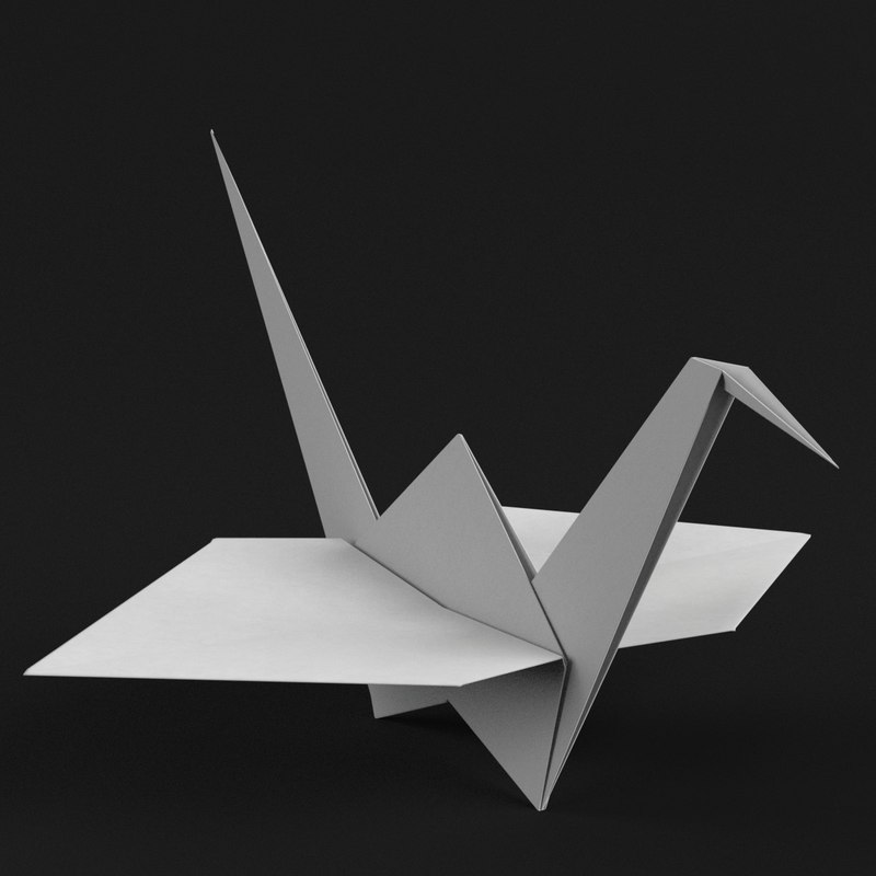 3D origami paper crane TurboSquid 1371647