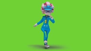 Cartoon Woman Dancing Hiphop 01