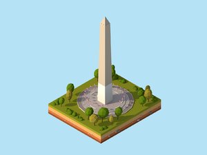 3D cartoon usa washington monument model