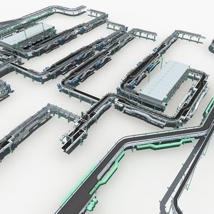 3D model conveyor warehouse industrial