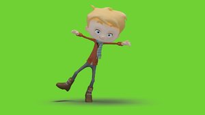 Cartoon Boy Dancing Swing