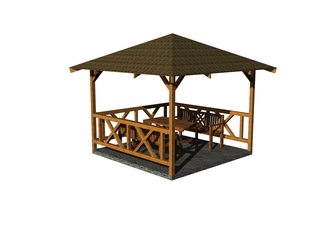 Wooden gazebo 3D model TurboSquid 1372652