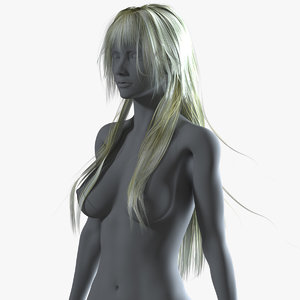 realistical long anime hairstyle 3D model