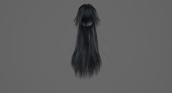 3d Model Dlinnaya Chernaya Anime Zhenskaya Pricheska Turbosquid 1372806