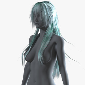 3D realistical long anime hairstyle model