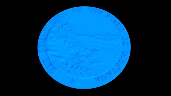 3D sculpted montana state seal model