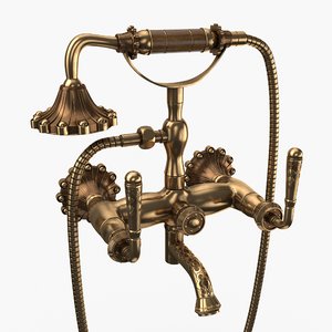 antique brass faucet 3D