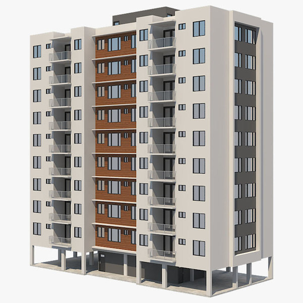 3D apartment building 20 model