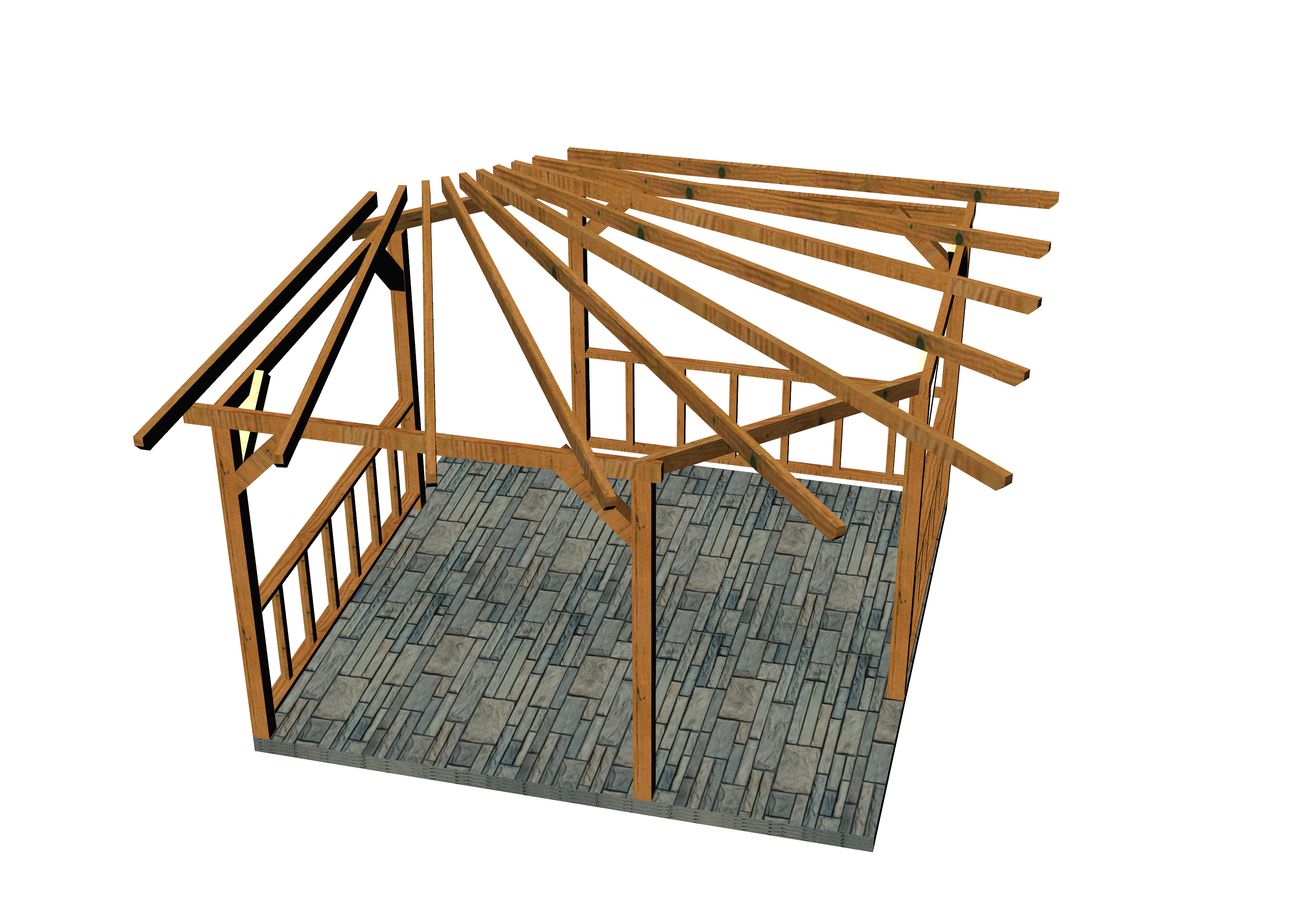 木制凉棚3d模型