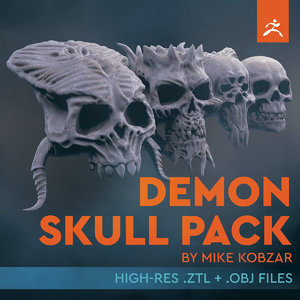 3D demon pack skull model