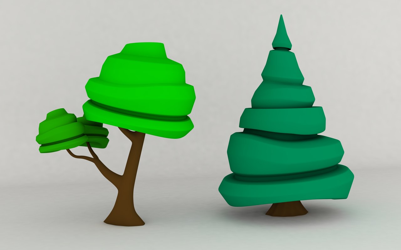 3d Stylized Trees Turbosquid 1374002