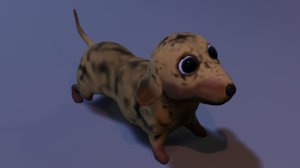 3D cute dachshund dog rigged