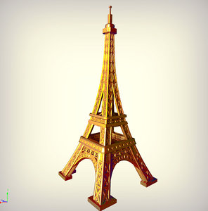 3D cartoon eiffel tower model