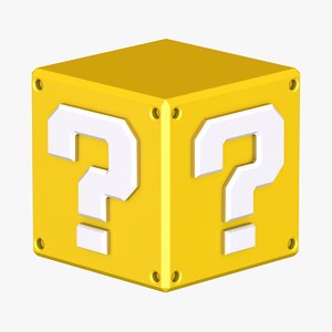 3D model yellow question block super mario